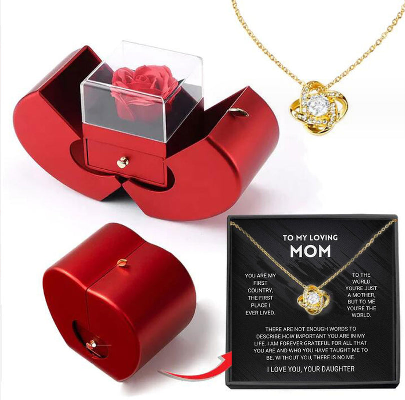 Jewelry Box and Necklace with Eternal Rose