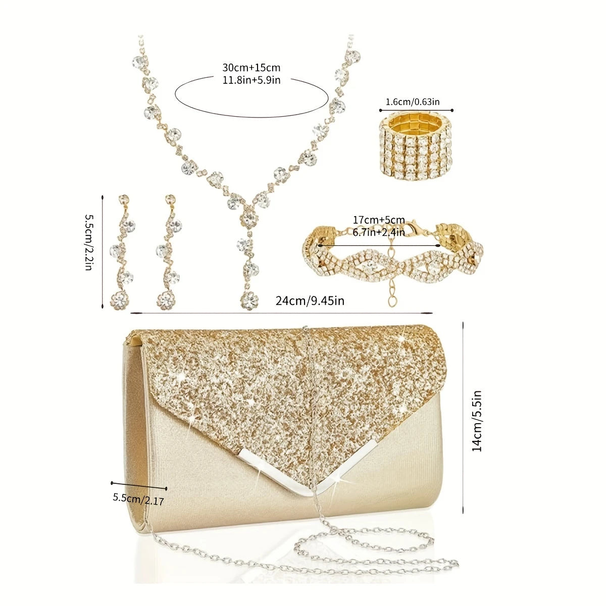 Glam Night 5-Piece Jewelry & Clutch Gift Set
