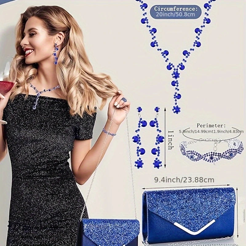 5-Piece Luxe Jewelry & Clutch Set