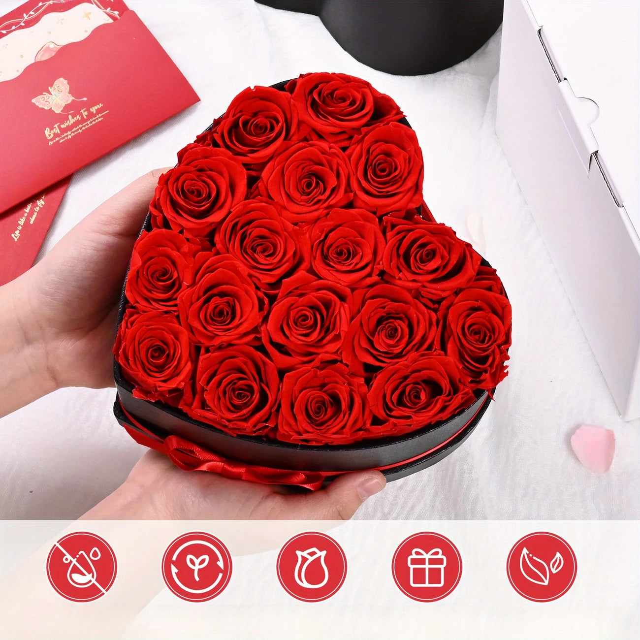 Eternal Heart Box – 17 Preserved Roses in Luxury Gift Case