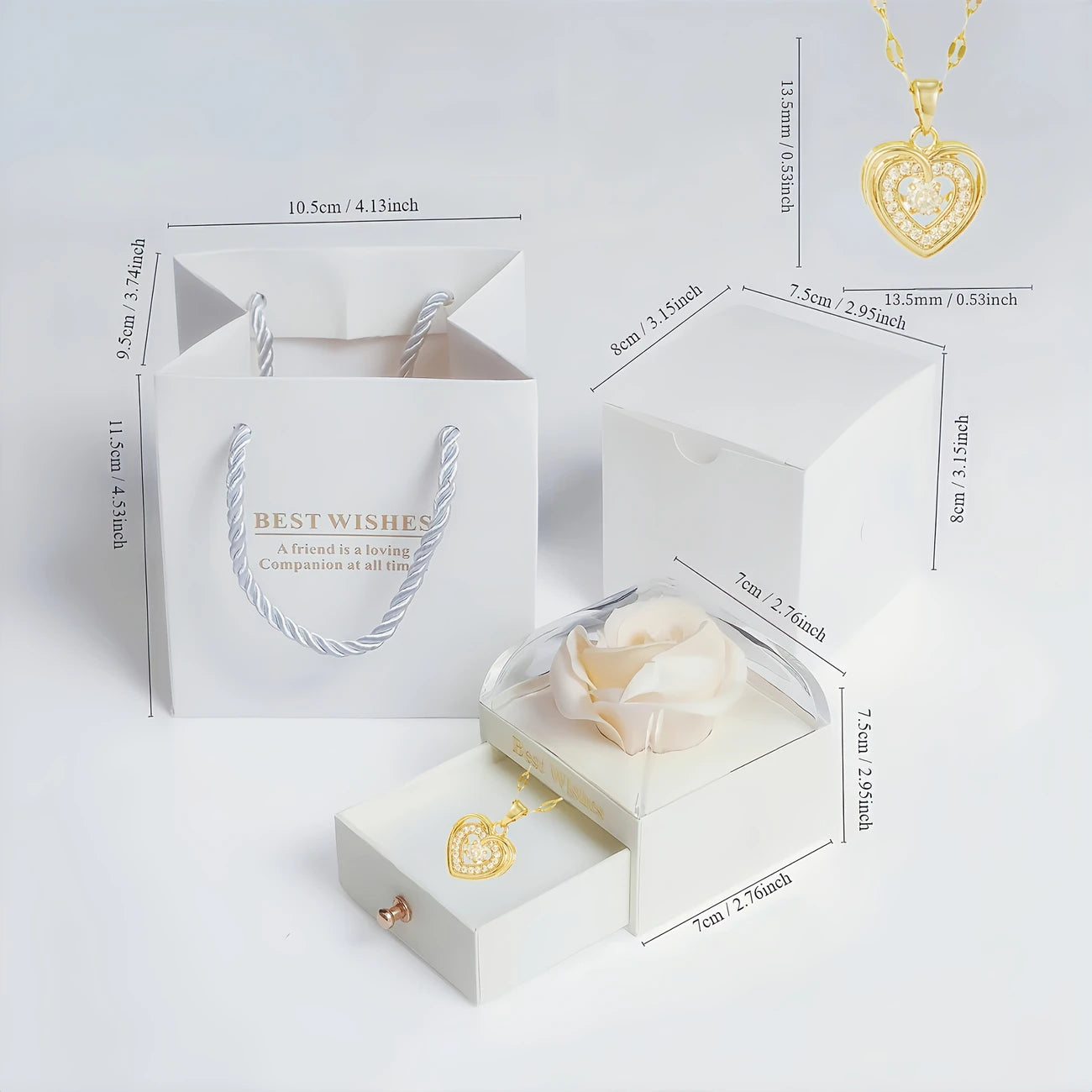 Heart Charm Necklace – Zirconia Inlay Pendant Gift