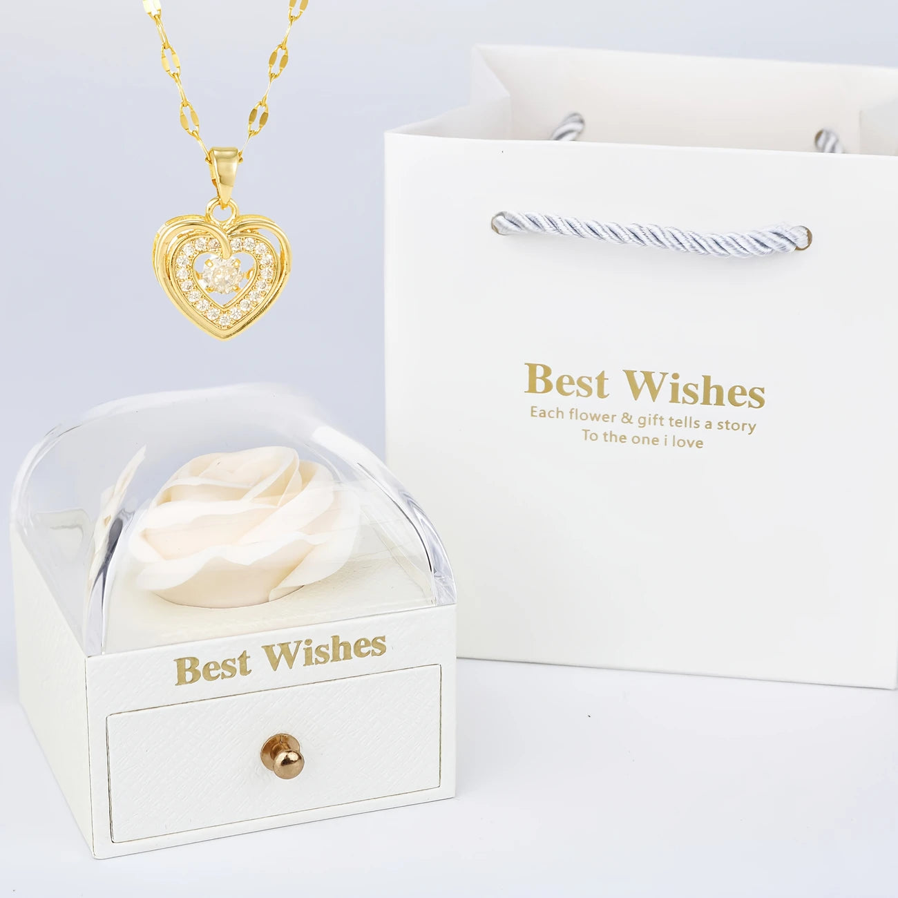 Heart Charm Necklace – Zirconia Inlay Pendant Gift