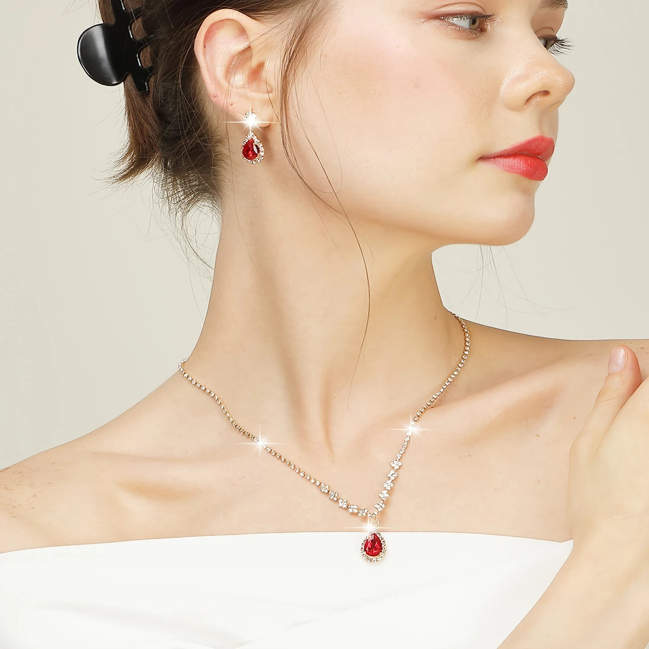 Sparkle & Satin 4-Piece Glam Set β Jewelry & Evening Bag for Her