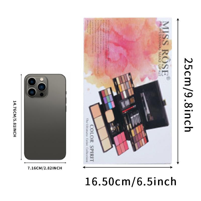 Multi-Functional Travel Makeup Palette, 1 Box Makeup Palette with Mirror, Makeup Set for Women & Girls, Cosmetic Gift for Holiday