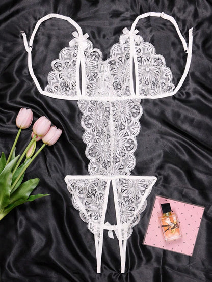  Three-Point Lace Bodysuit with Bust and Crotch Exposed & Body-Shaping Function