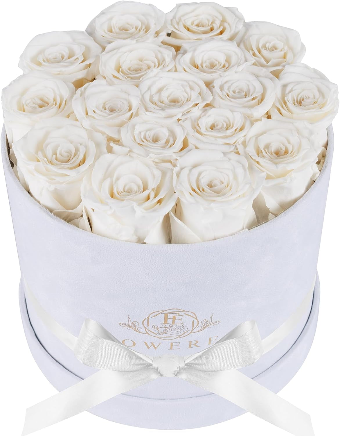 17 Preserved Roses in a Luxury Suede Box (White)