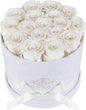 17 Preserved Roses in a Luxury Suede Box (White)