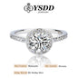 Round Halo Synthetic Moissanite Ring in Sterling Silver 0.5-2Carat 