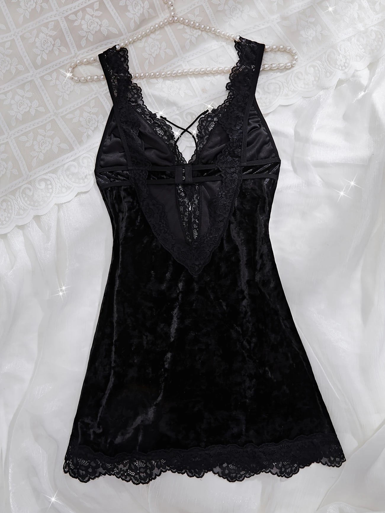 Deep-V Velvet Nightgown