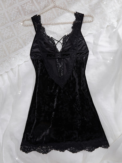 Deep-V Velvet Nightgown