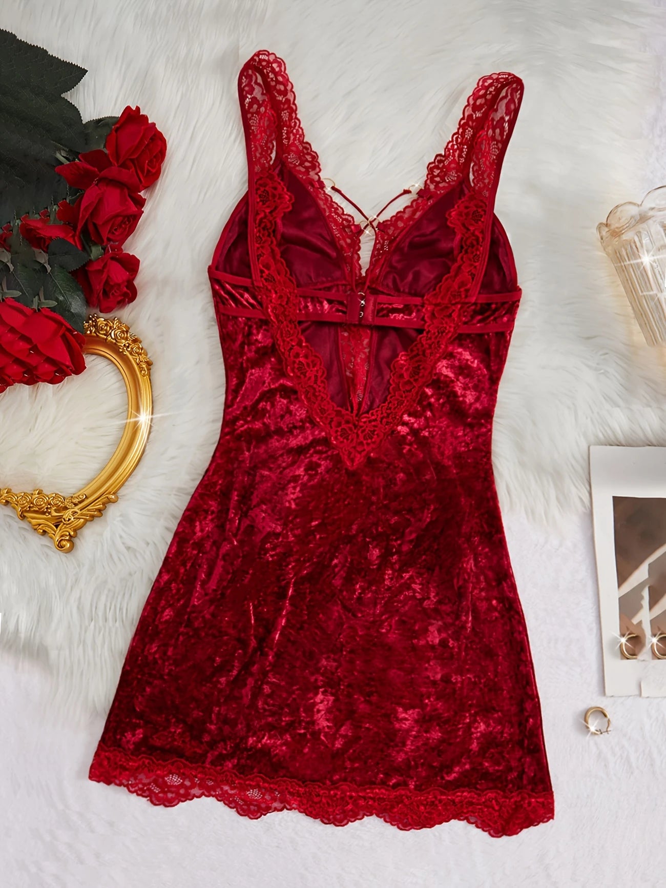 Deep-V Velvet Nightgown