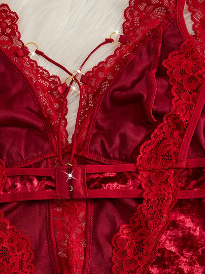 Deep-V Velvet Nightgown