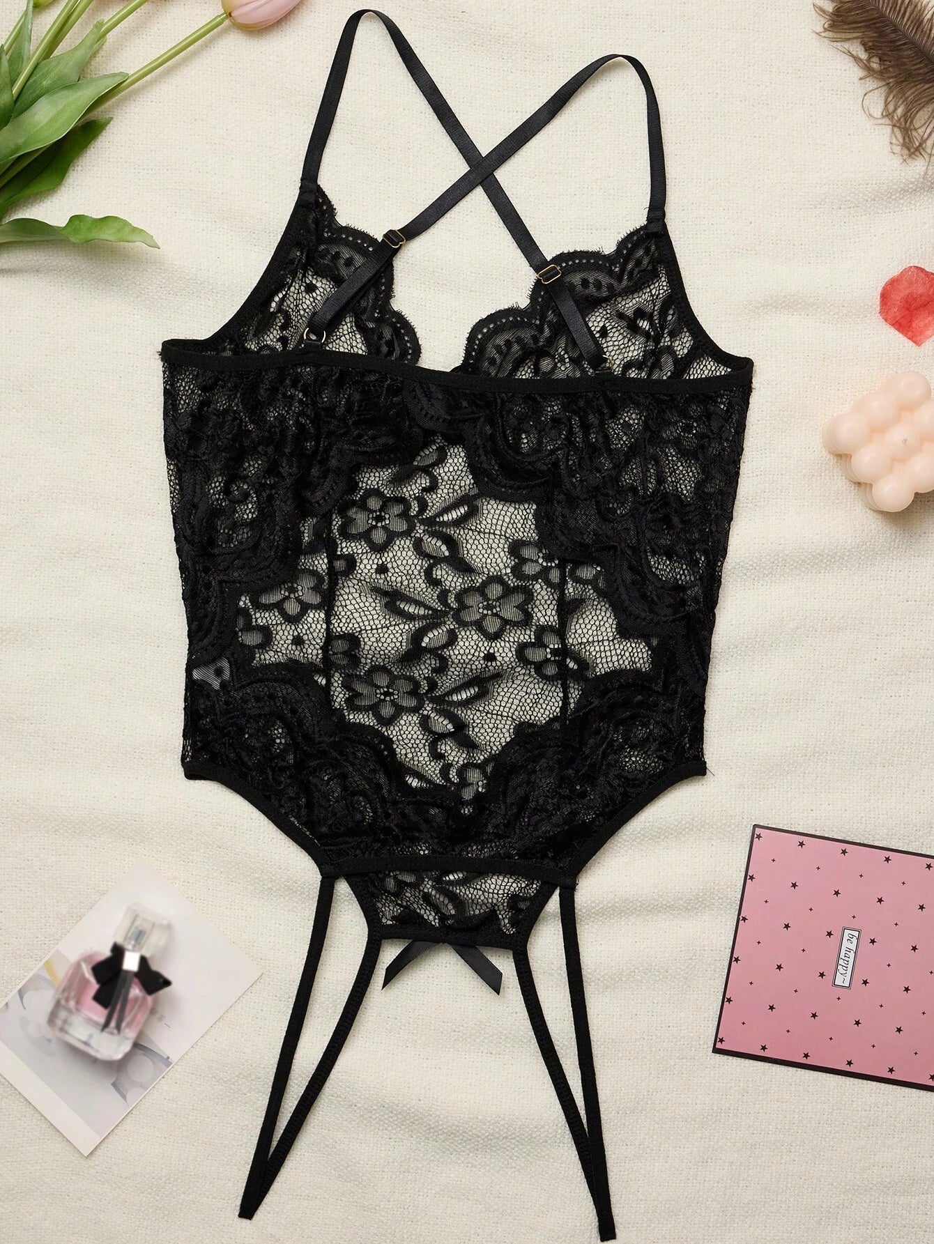 Sexy Lace Open Crotch See-Through Bodysuit Lingerie