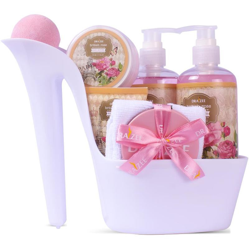 Luxury Spa Gift Set for Women - 8 Pcs Rose Scented Bath Set W/ Shower Gel, Bubble Bath, Body Butter, Body Lotion & More