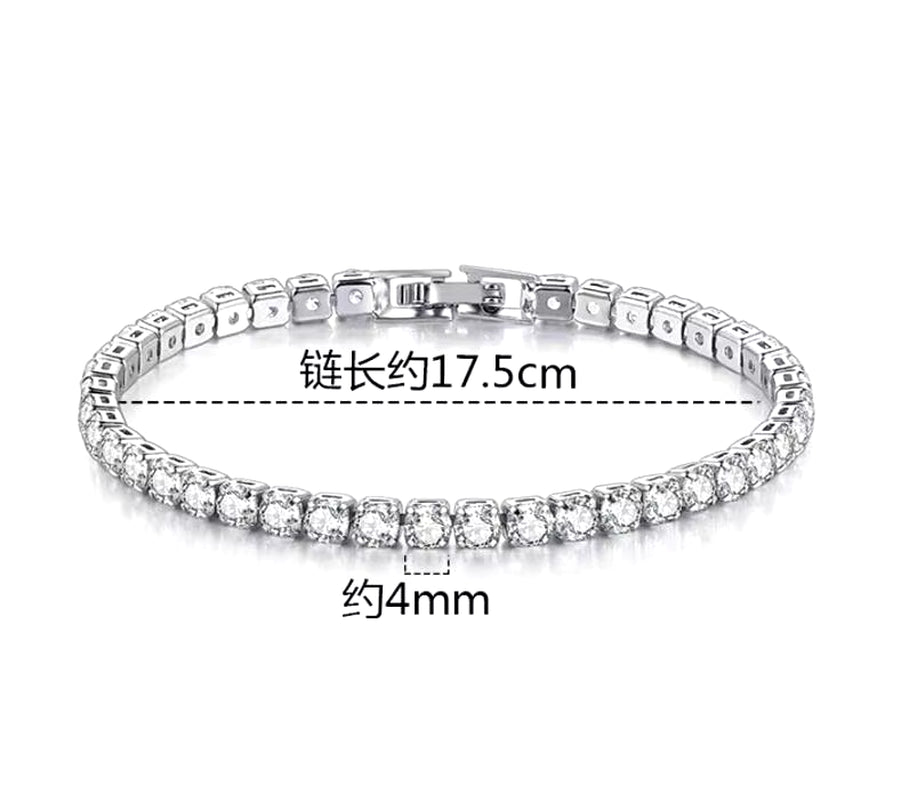 100% 925 Sterling Silver Moissanite Gemstone Tennis Chain Bracelet