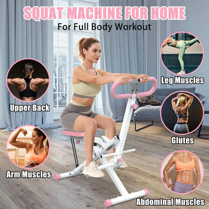 Home Squat Machine with Adjustable Resistance Bands, Rodeocore Exercise Equipment for Glutes, Thighs, and Core, Foldable Design, 330lbs Capacity, Ideal for Ab and Leg Press,