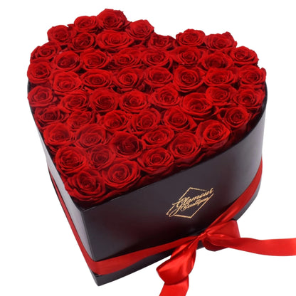 27-Piece Forever Flowers Heart Shape Box - Preserved Roses, Immortal Roses That Last a Year - Eternal Rose Preserved Flowers for Delivery Prime Mothers Day & Valentines Day - Pink