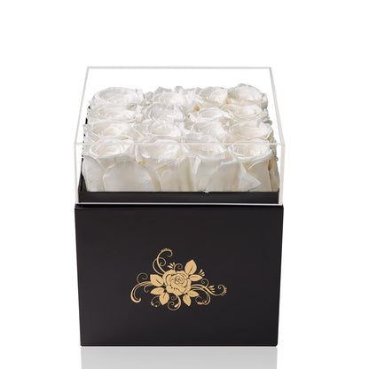 Luxury Preserved Roses in a Box, Forever Flowers for Women (White)