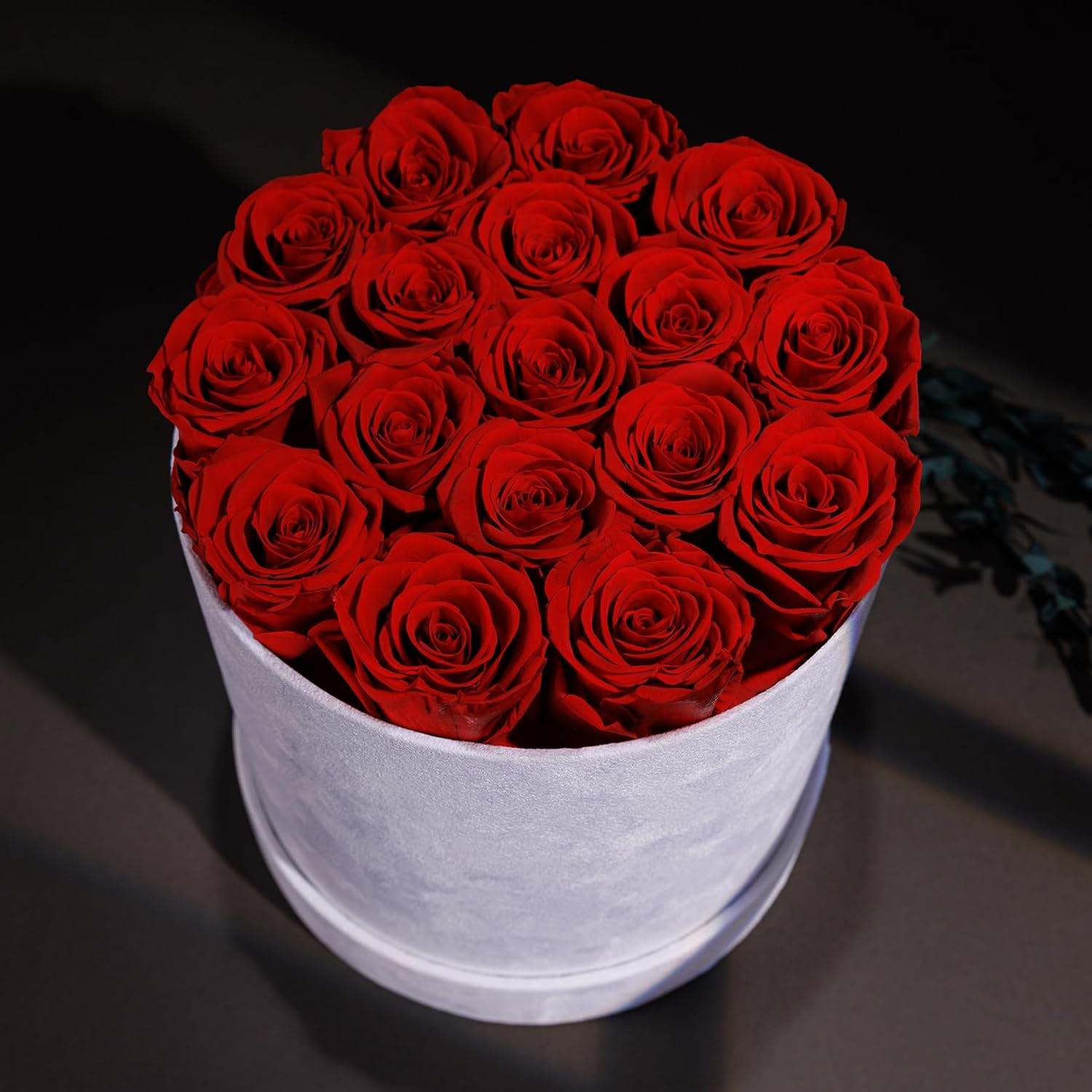 17 Preserved Roses in a Luxury Suede Box (White)