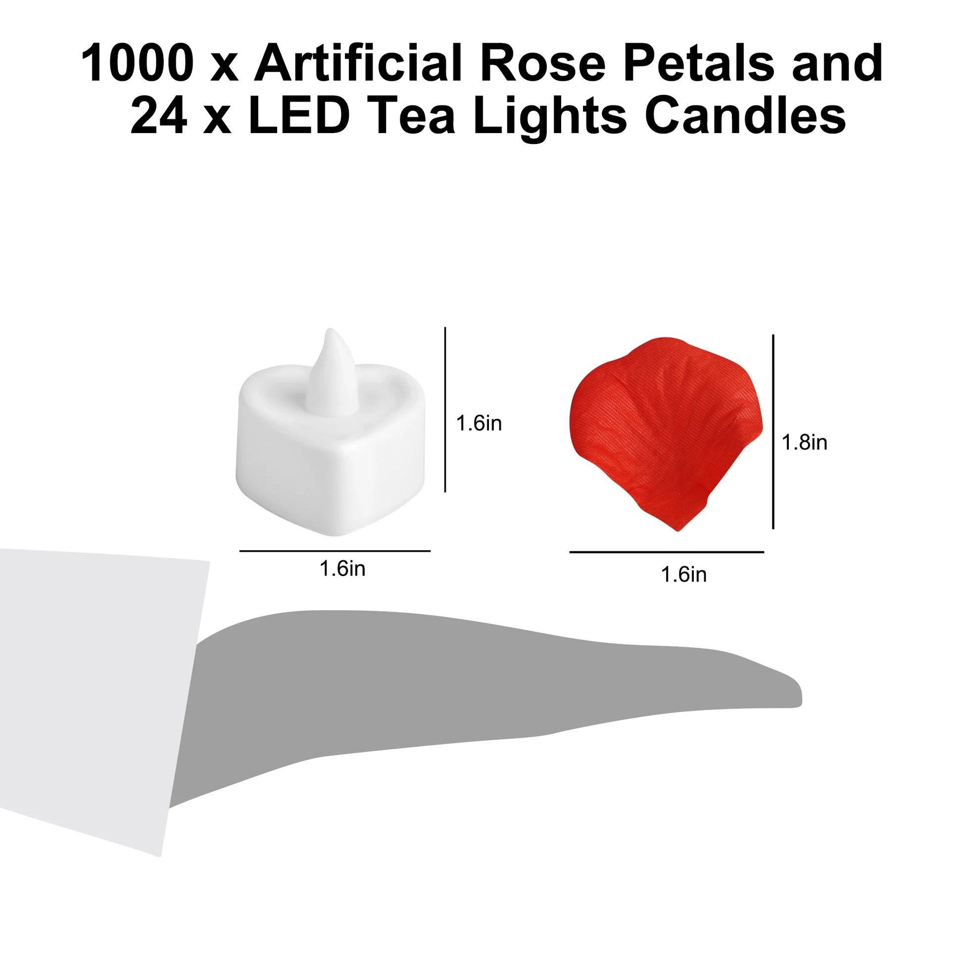 1000Pcs Rose Petals for Romantic Night,  Fake Red Silk Rose Petals with 24 LED Tea Lights Candles Romantic Night Set