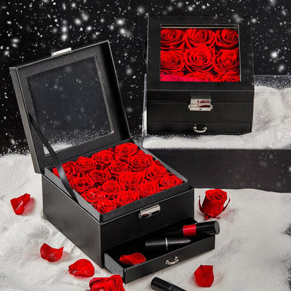 16 Preserved Roses in Luxury Box with Jewelry Compartment