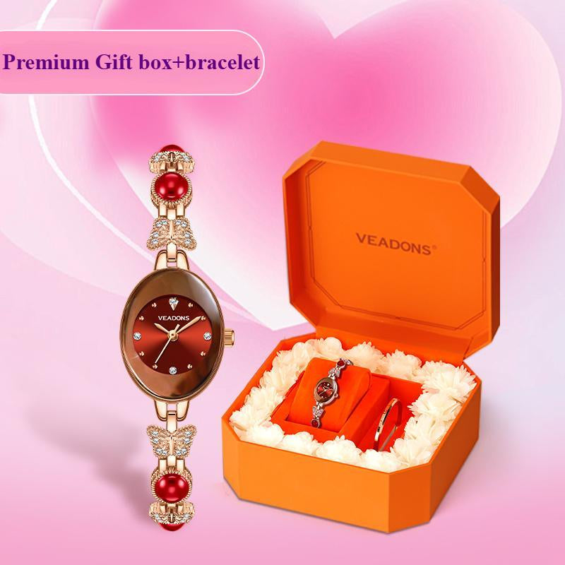 Exquisite Rose Gift Box, with Elegant Watch and Ring