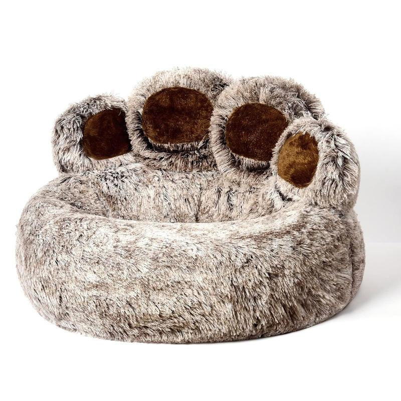 Cozy Paw-Shaped Calming Pet Bed - Soft Faux Fur