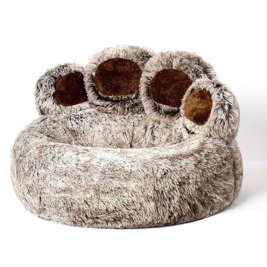 Cozy Paw-Shaped Calming Pet Bed - Soft Faux Fur