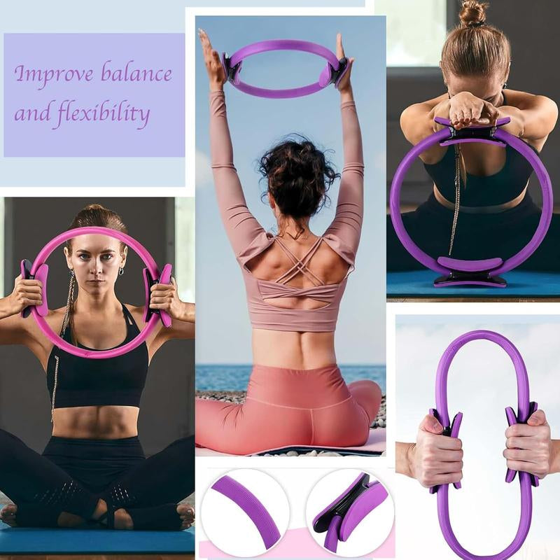 Pilates Ring Circle Set 13 Pcs Pilates Equipment Accessories for Home Workouts Includes 9.8" Pilates Ball 12" Magic Circle Yoga Ring and Resistance Bands for Women Pilates Ring and Ball Set Gift