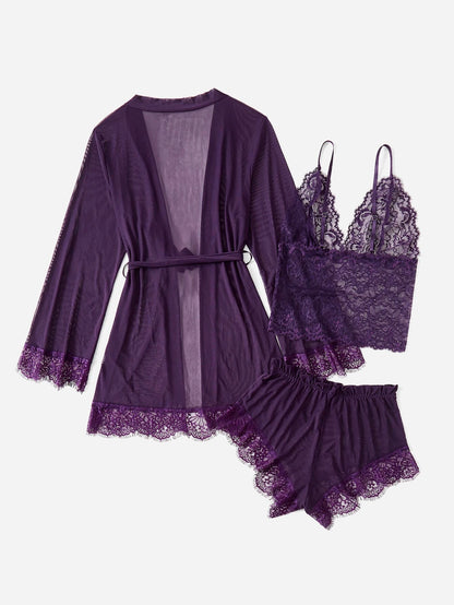 Elegant Lace Lingerie Set & Robe