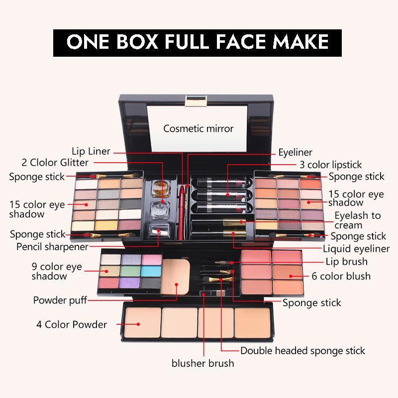 Multi-Functional Travel Makeup Palette, 1 Box Makeup Palette with Mirror, Makeup Set for Women & Girls, Cosmetic Gift for Holiday