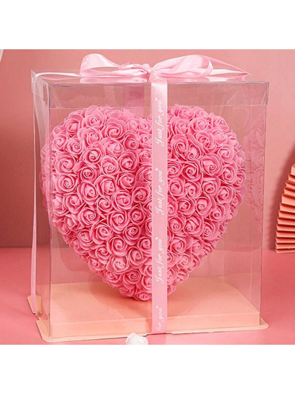  Preserved Heart Roses in Transparent Box