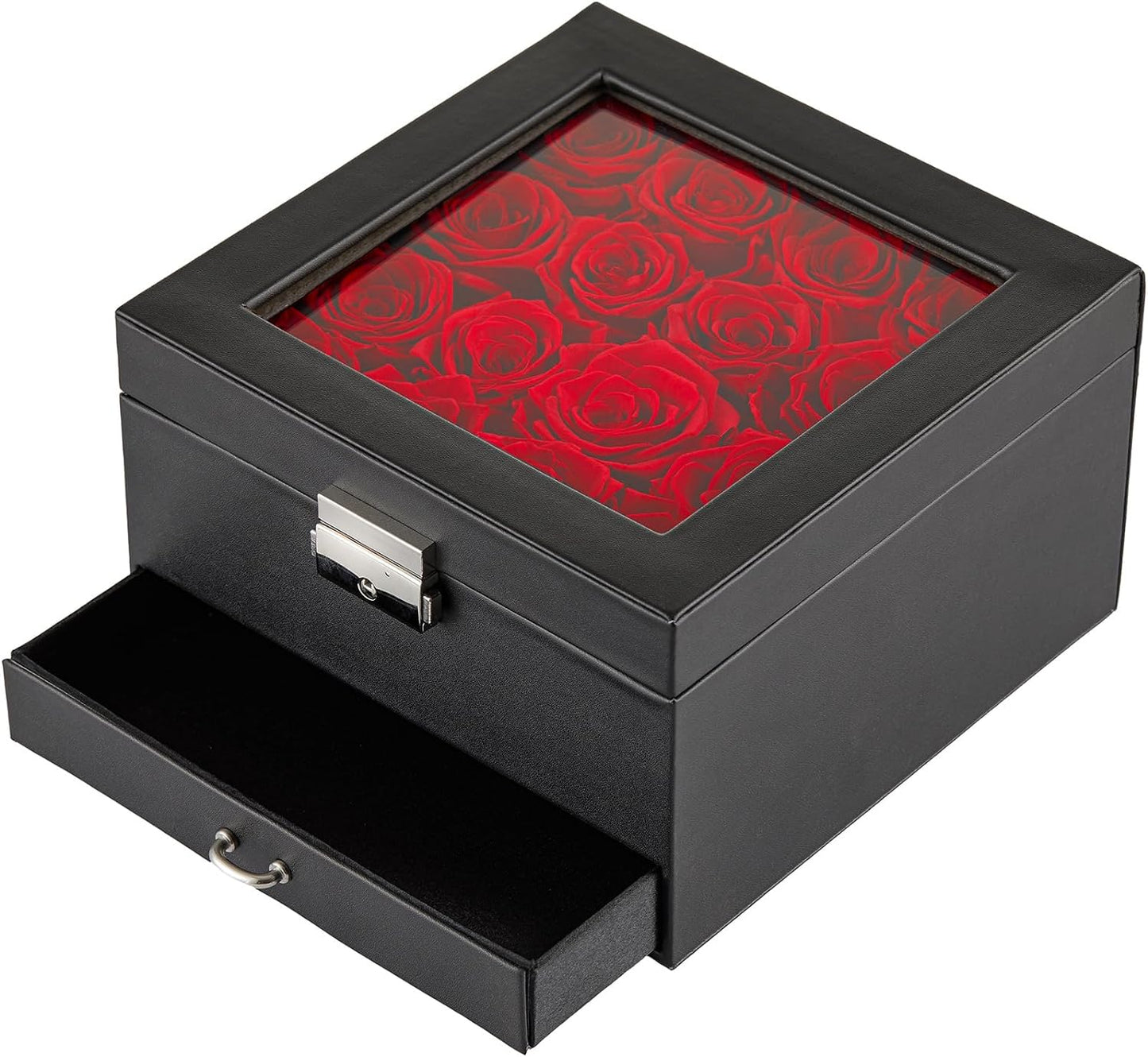 16 Preserved Roses in Luxury Box with Jewelry Compartment