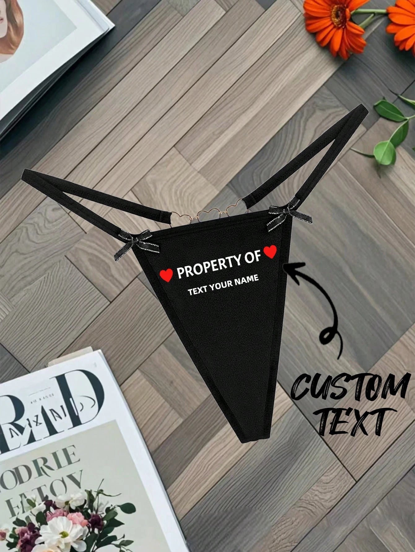 Custom Letter Ladies Comfortable Black Panties, Face Customization, Pattern Customization