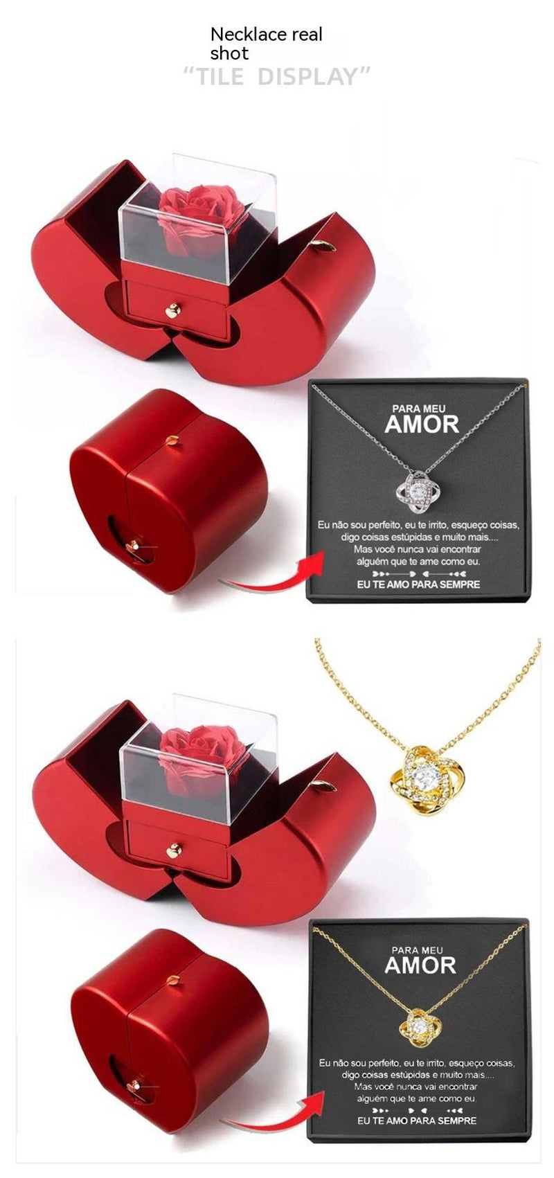  Jewelry Box and Necklace with Eternal Rose 
