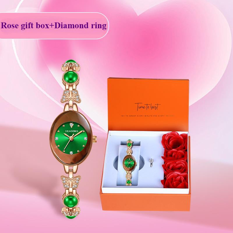 Exquisite Rose Gift Box, with Elegant Watch and Ring