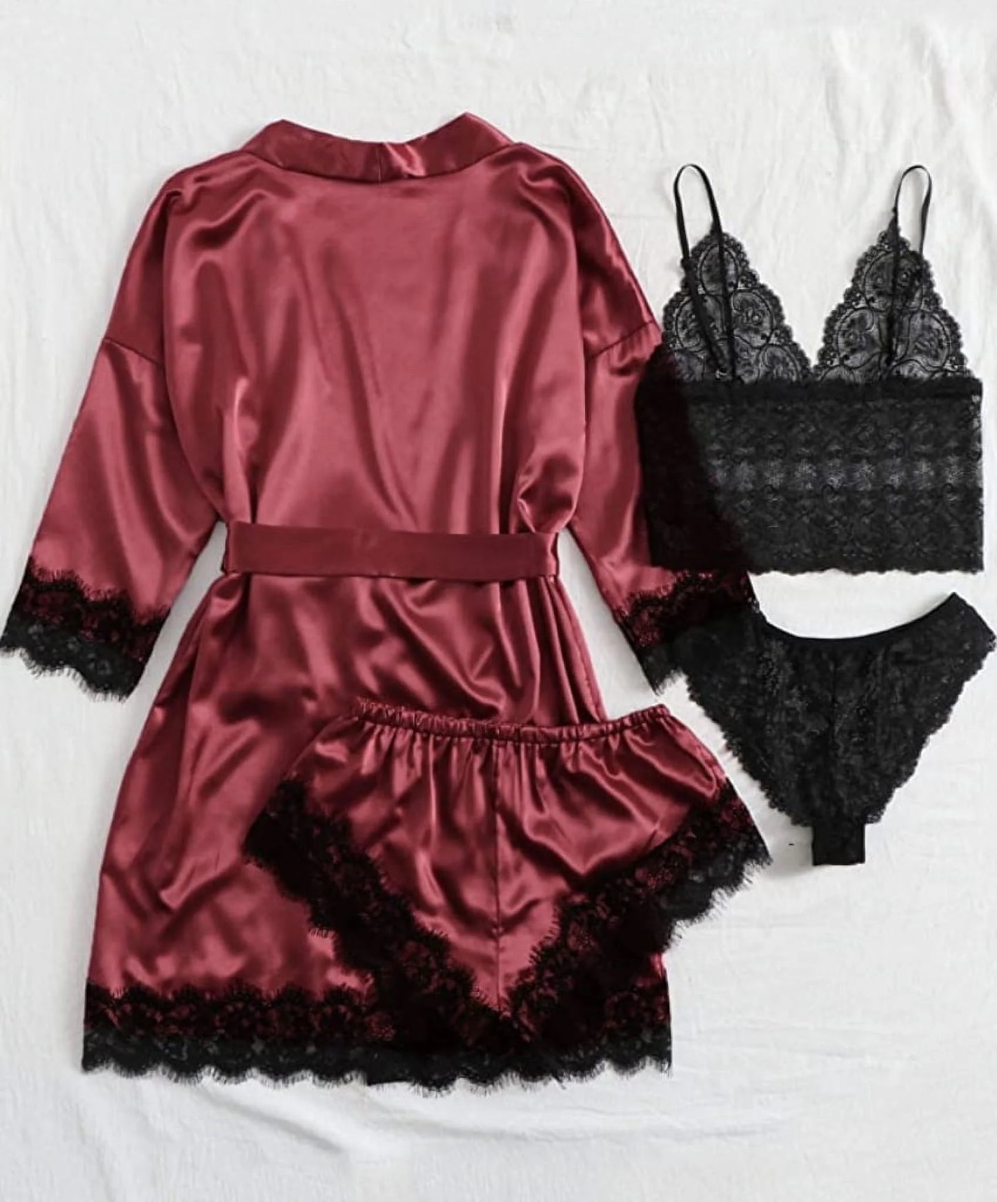 Burgundy Silk Sleepwear Set 