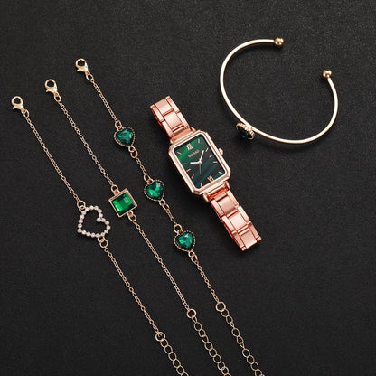 Soft Glam – 5-Piece Luxury Watch & Bracelet Set