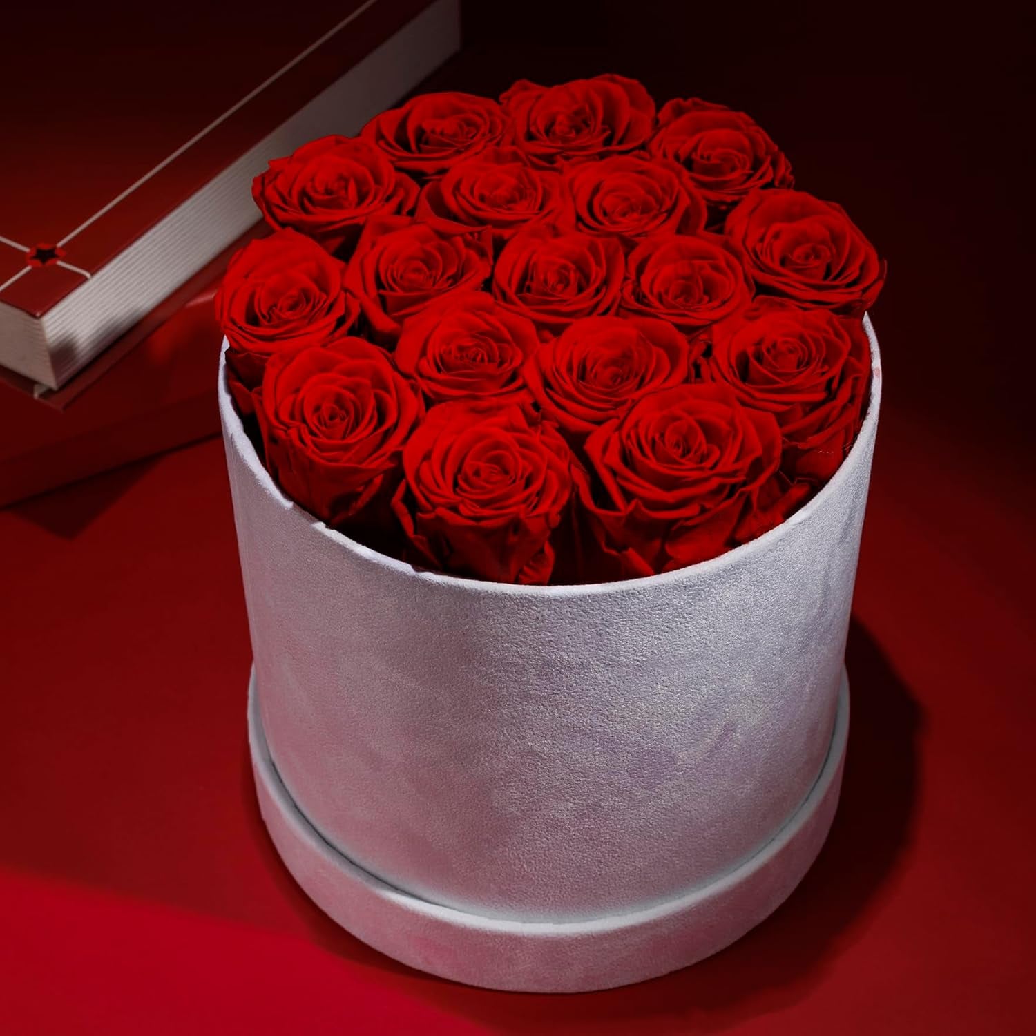 17 Preserved Roses in a Luxury Suede Box (White)