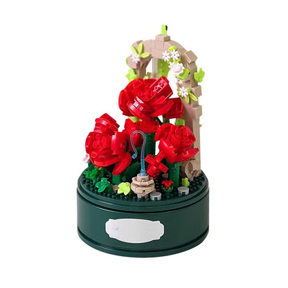 Romantic Rose Music Box with a Transparent Cover, a Rotating Music Pedestal