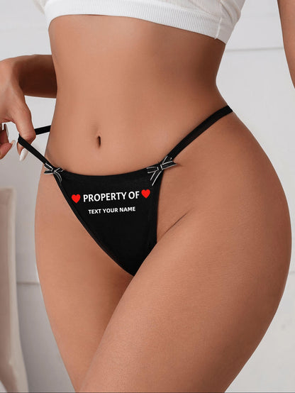 Custom Letter Ladies Comfortable Black Panties, Face Customization, Pattern Customization