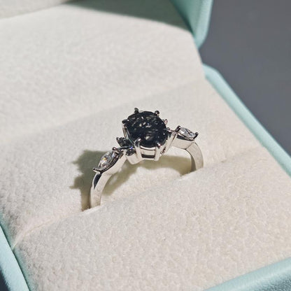  Silver Ring Black Birthstone 