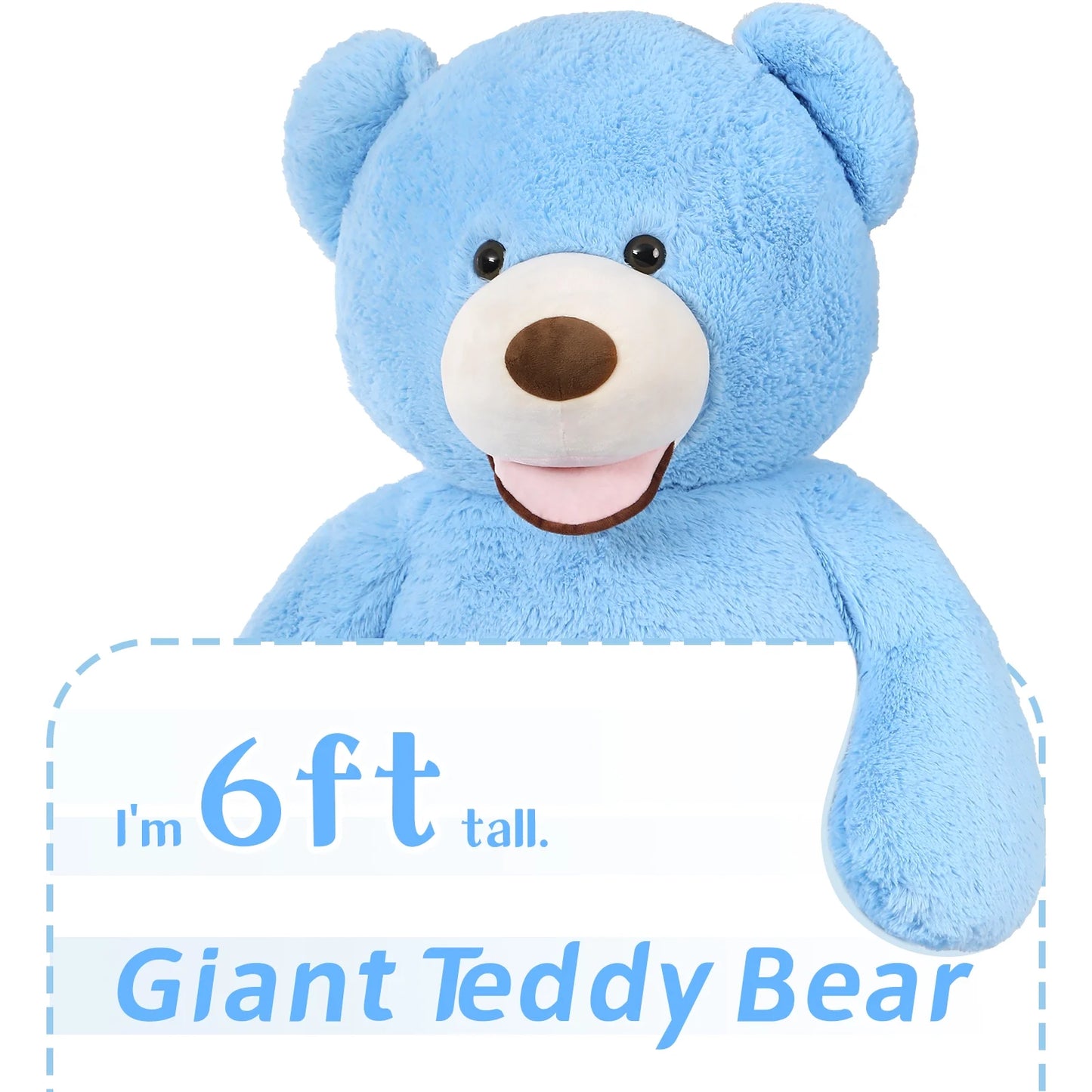 6 Feet Big Plush Giant Teddy Bear Premium Soft Stuffed Animals Blue