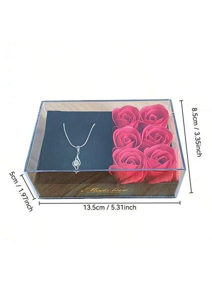 Preserved Real Rose Flower Jewelry Box