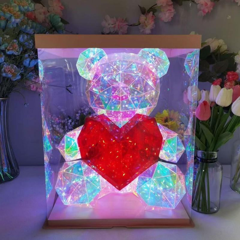 Flashing Colorful Teddy Bear, Gift Box Packaging