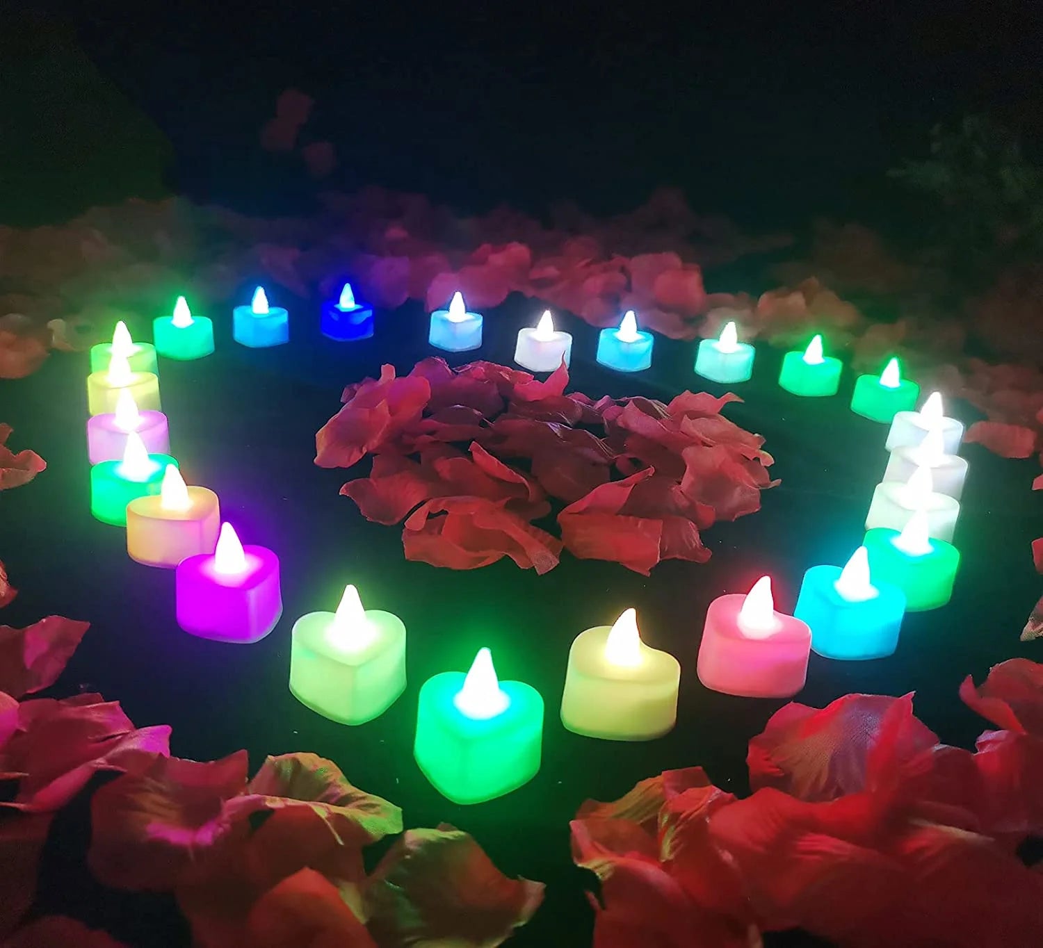 Colorful Flameless Candles, Battery Operated LED Tea Lights, 24 Count