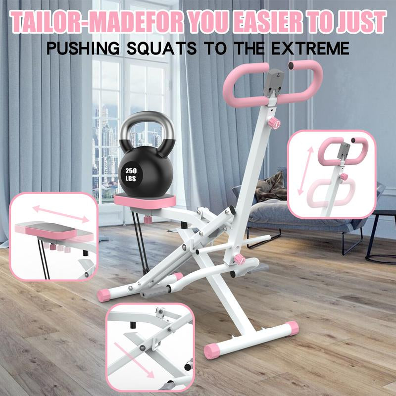 Home Squat Machine with Adjustable Resistance Bands, Rodeocore Exercise Equipment for Glutes, Thighs, and Core, Foldable Design, 330lbs Capacity, Ideal for Ab and Leg Press,