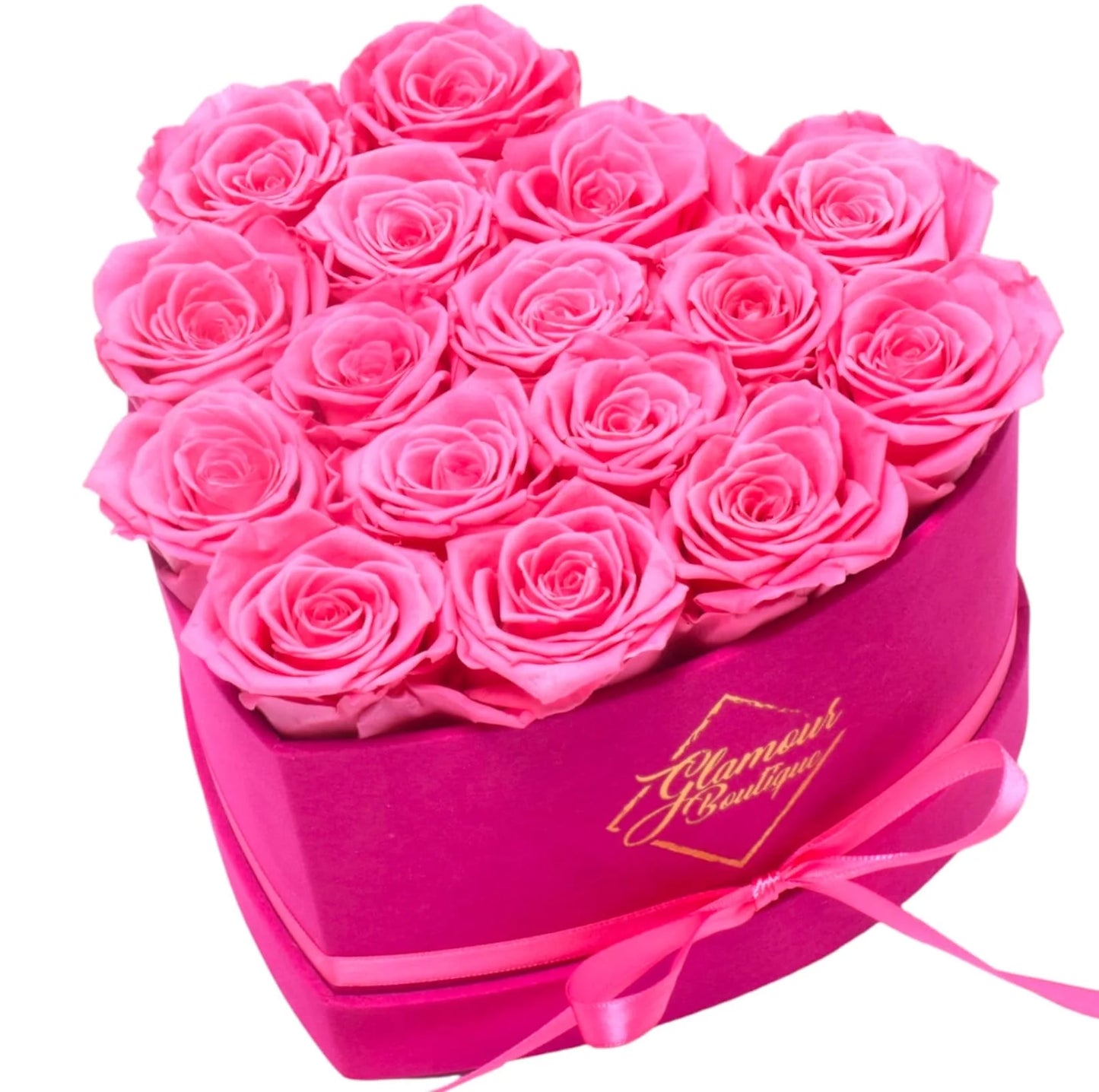 27-Piece Forever Flowers Heart Shape Box - Preserved Roses, Immortal Roses That Last a Year - Eternal Rose Preserved Flowers for Delivery Prime Mothers Day & Valentines Day - Pink