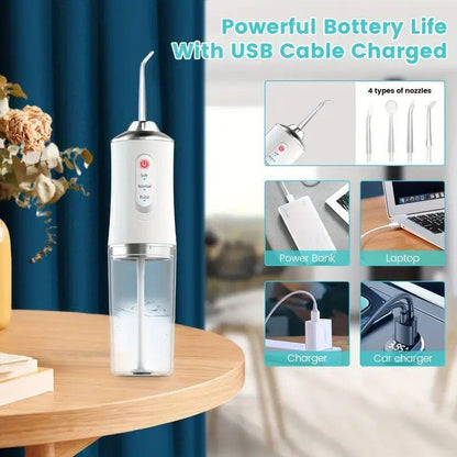 Rechargeable Electric Water Flosser, 1 Box Portable Oral Irrigator with 4 Nozzles