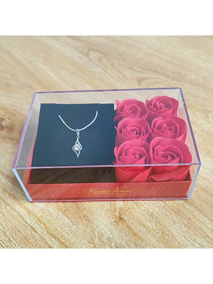 Preserved Real Rose Flower Jewelry Box